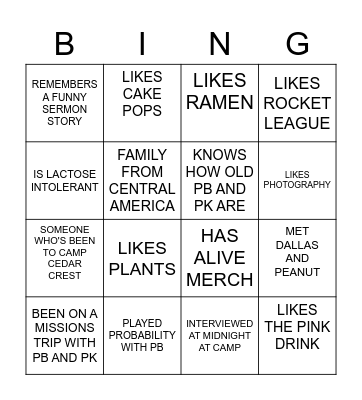 FIND SOMEONE WHO Bingo Card