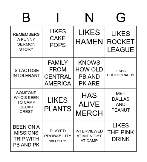 FIND SOMEONE WHO Bingo Card