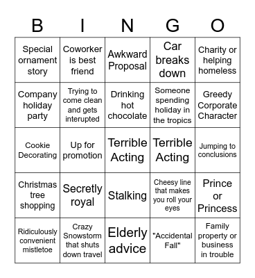 Christmas Movie Bingo Card