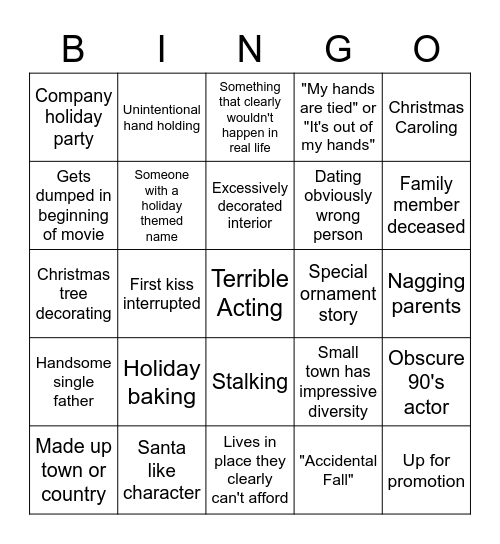 Christmas Movie Bingo Card