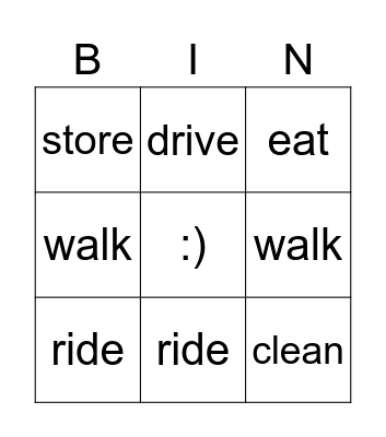 Vocabulary Bingo Card