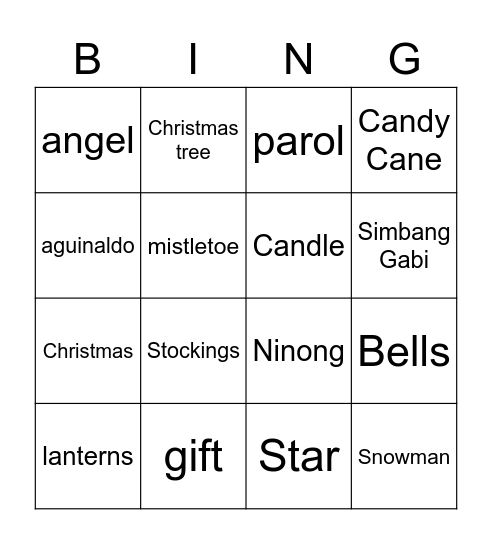 Christmas Bingo Card