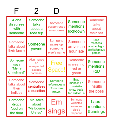 Fit to Drive Christmas Party Bingo Card