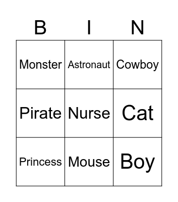 Monster Monster Bingo Card