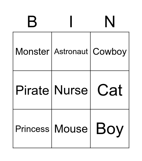 Monster Monster Bingo Card