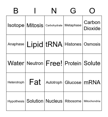 Biology BINGO! Bingo Card