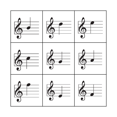 Treble Note Bingo Card