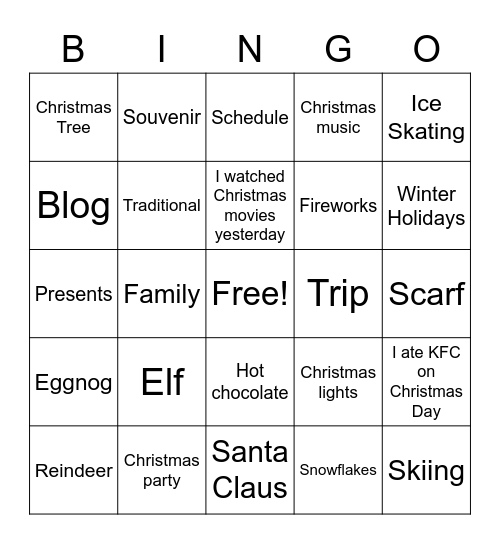 Christmas Bingo Card