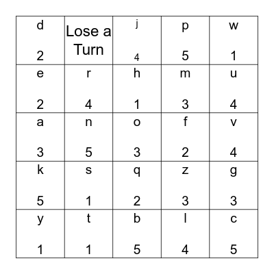 Clothespin Flower Game- Letters Bingo Card