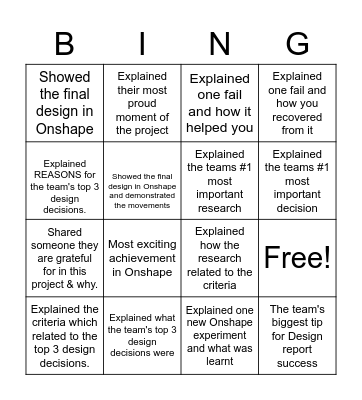 R&E DR Bingo Card