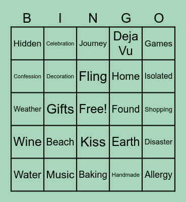 Just Write 2022 Holiday Bingo Card