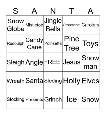 Merry Christmas Bingo Card