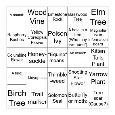 I Spy Magnolia Bluff Bingo Card