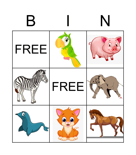 ANIMALS Bingo Card