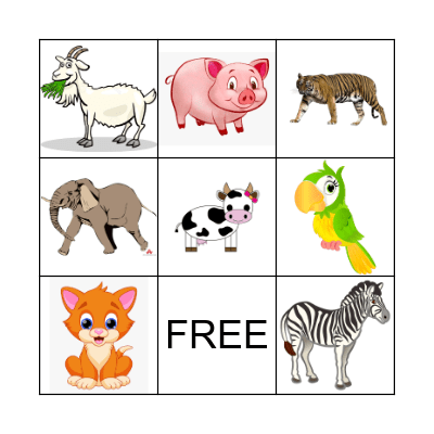 ANIMALS Bingo Card