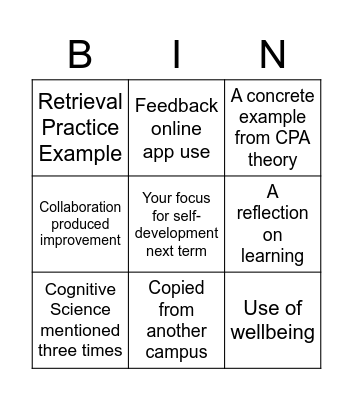 BISR Bingo Card