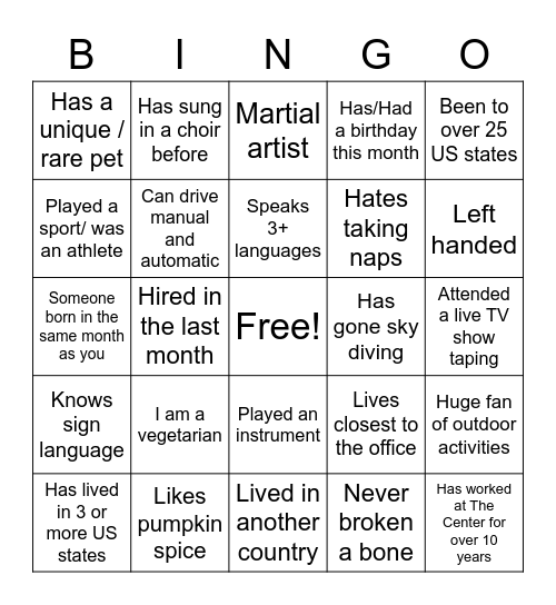 Untitled Bingo Card