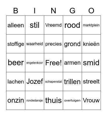 (Kl)iederkerst De Hofstad Bingo Card