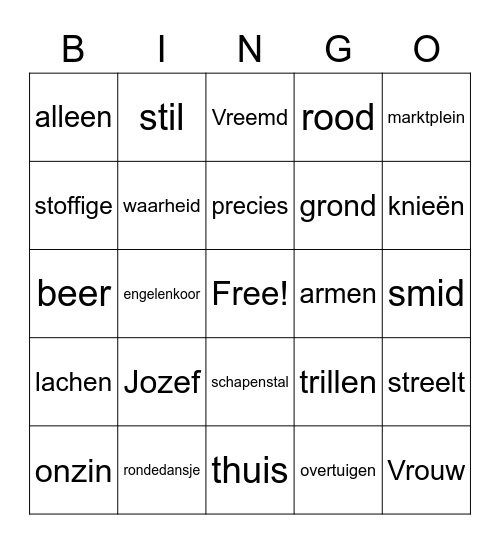 (Kl)iederkerst De Hofstad Bingo Card