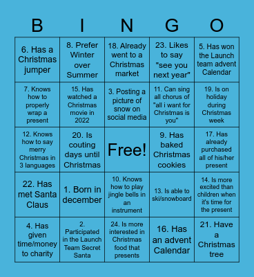 Launch Christmas Bingo Card