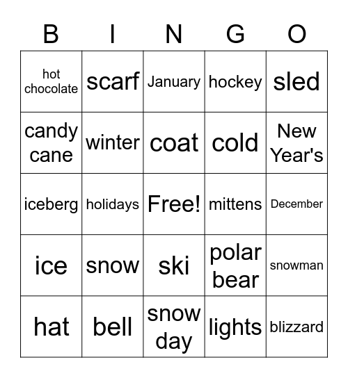 Winter Bingo Card