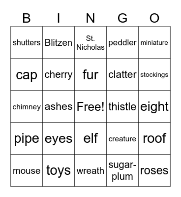 Night Before Christmas Bingo Card