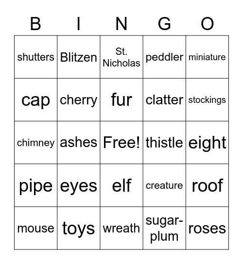 Night Before Christmas Bingo Card