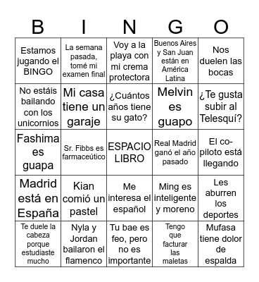 8th grade END OF YEAR 1B Bingo Card