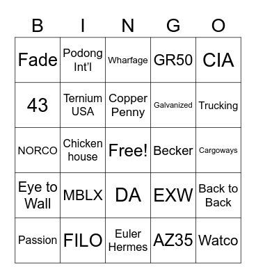 USP Holding's Bingo Card