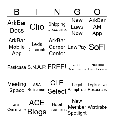 ArkBar Benefits Bingo Card