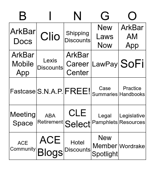 ArkBar Benefits Bingo Card