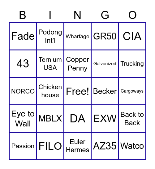 USP Holding's Bingo Card