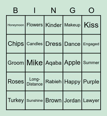 Mike & Bri’s Wedding Bingo Card