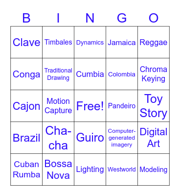 Latin American Music x Digital Art Bingo Card
