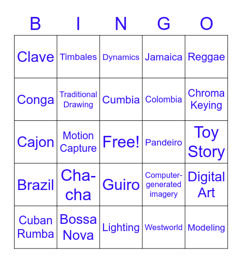 Latin American Music x Digital Art Bingo Card