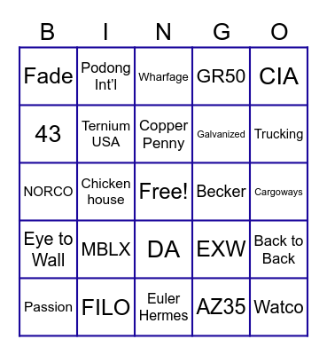 USP Holdings Bingo Card
