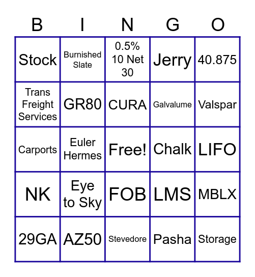 USP Holdings Bingo Card