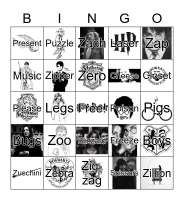 Z Harry Potter Bingo Card