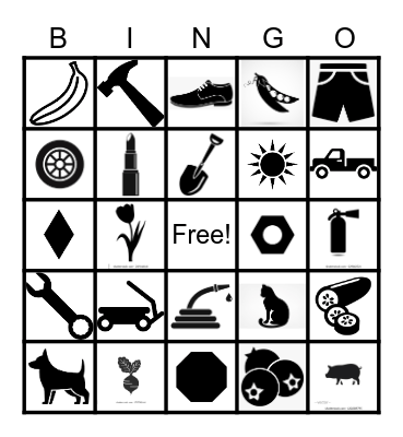 Well-known Nouns BINGO Card