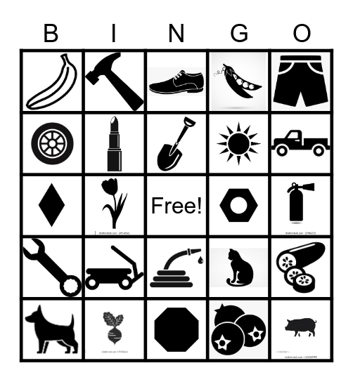 Well-known Nouns BINGO Card