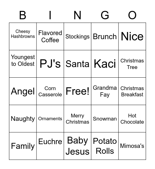 Christmas 2021 Bingo Card