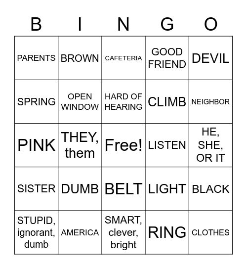 BINGO Card