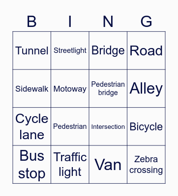On the road ! Bingo Card