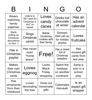 Holiday Bingo Card