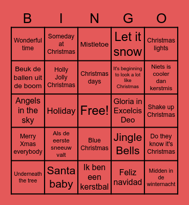 Kerstmuziek Bingo Card