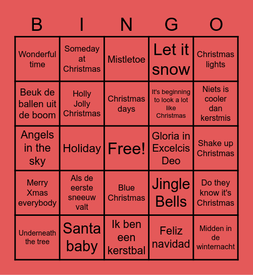Kerstmuziek Bingo Card