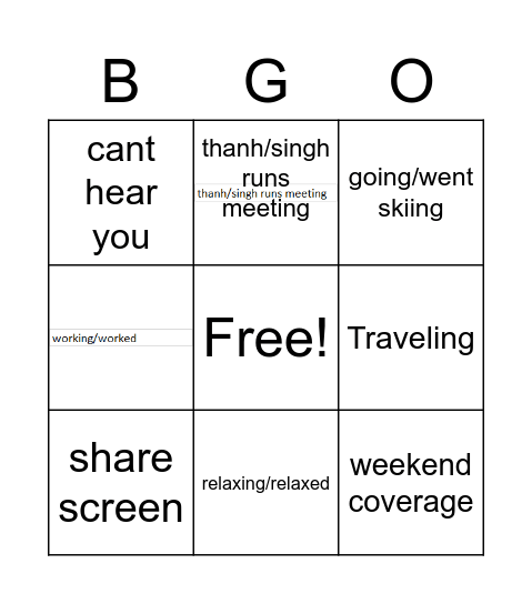 12/13/21 Bingo Card