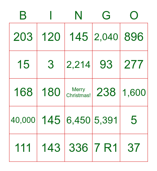 Multiplication and Division Story Problem Bingo Card