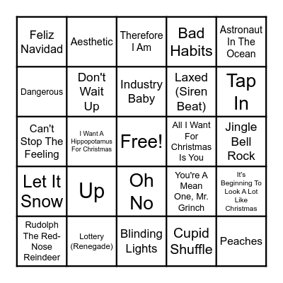 Music Bingo - Winter Break Mix Bingo Card
