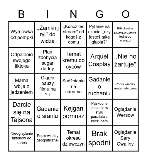 Sandrulaax stream bingo Card